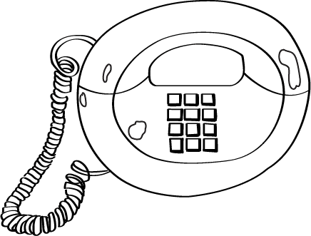 photo of an illustrated vintage red circular corded telephone